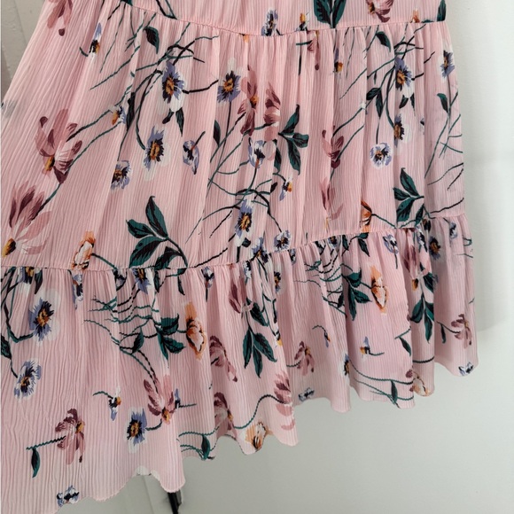 Lulus Pink Floral Tiered Midi Dress Size Small - Picture 3 of 6